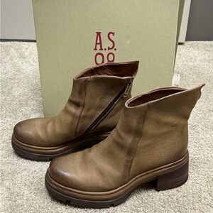 A.S.98 Women's Tan Leather Ankle Booties